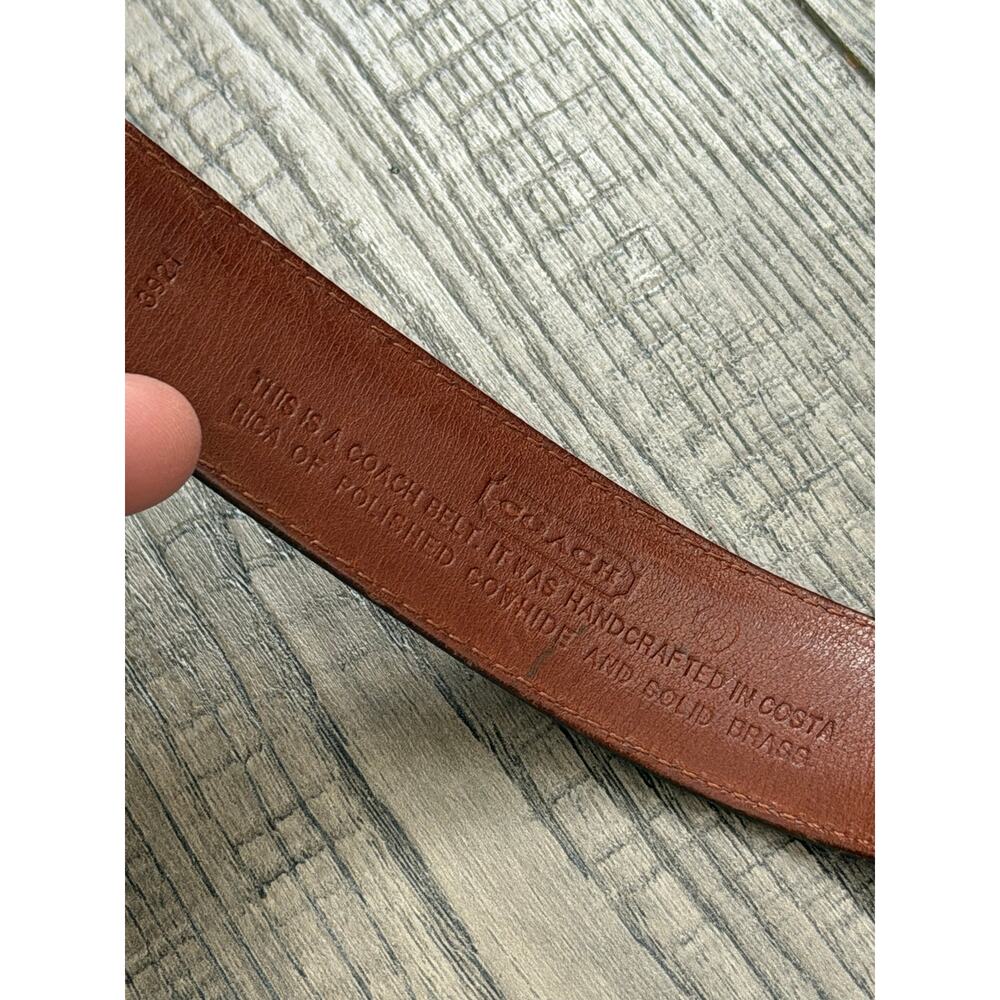 Coach 3921 Dress Belt Size 33" Burgundy Cowhide Leather Solid Gold Brass Buckle - Picture 5 of 6